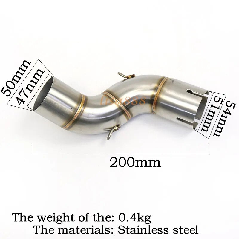 Z900 51mm Motorcycle Exhaust Modified Middle Pipe Link Pipe Slip On Section Muffler For Kawasaki Z 900 A2 Z900e 2017 2018-2021