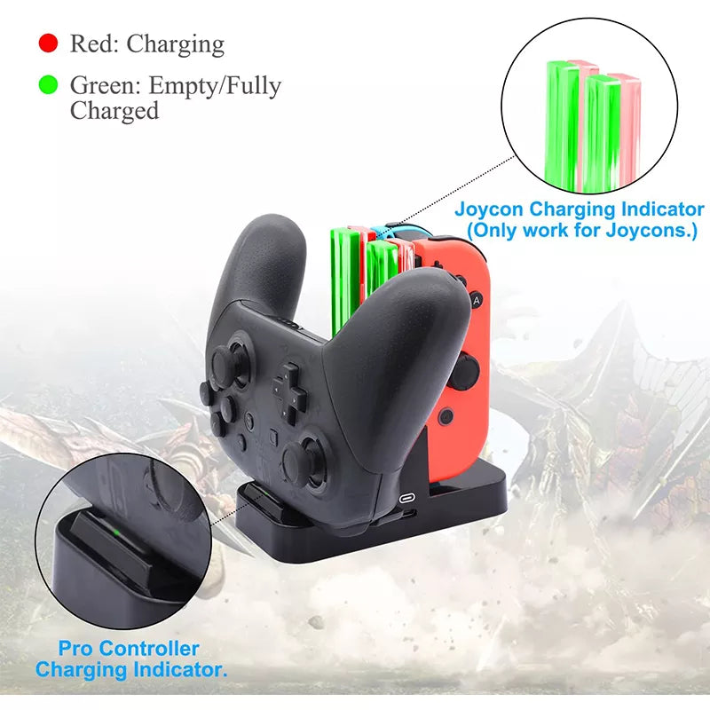 4 in1 Charging Dock For Nintend Switch Joy-con Controller LED Charger For Nintendo Switch Pro Gamepad Charge Stand Switch Lite