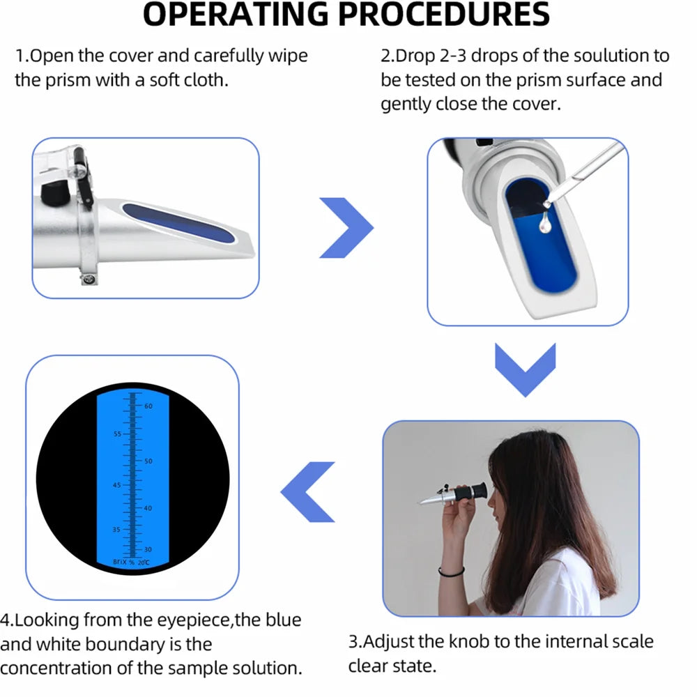 Brix Refractometer 28-62% Sugar Meter Handheld High Concentration ATC Densimeter For Beer Wine Juice Brix Measurement 30% off