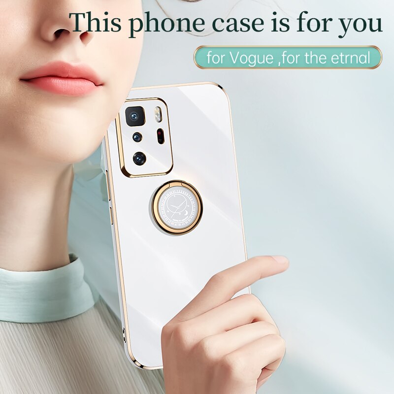 Luxury Plating Square Gold Frame Phone Case On For Xiaomi Mi Poco X3 Gt 5g X3gt Pocox3 electroplate Soft Silicone Back Cover