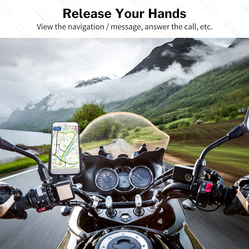 Deelife Motorcycle Phone Holder for Moto Motorbike Mirror Mobile Stand Support USB Charger Wireless Charging Cellphone Mount