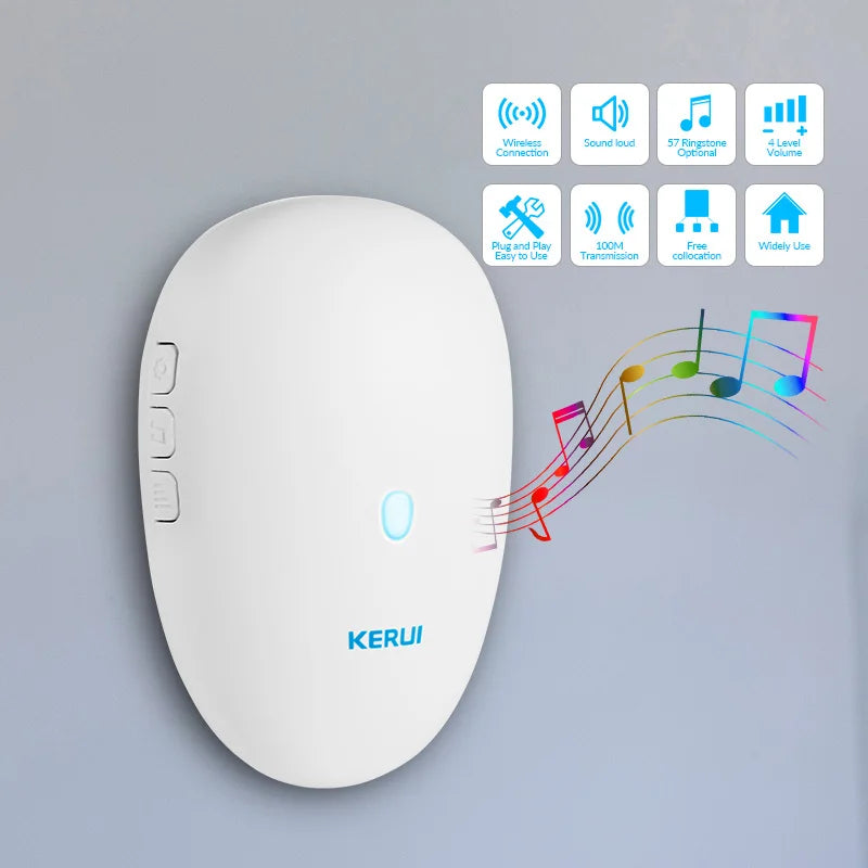 KERUI M521 Smart Home Doorbell Wireless Security Interphone System 57 Chime 100m Remote Control With Battery Powerd Door Button