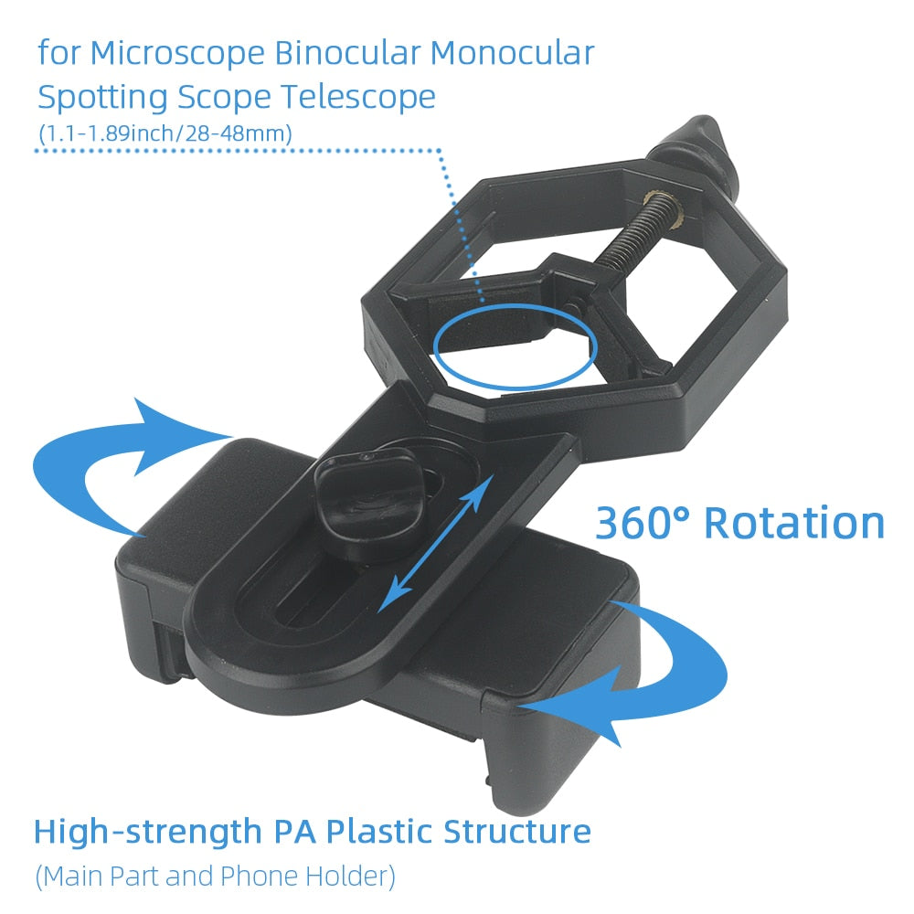 EYSDON Cell Phone Adapter Plastic for Monocular Microscope Telescope Binoculars Spotting Scope Mobile Phone Clip Bracket