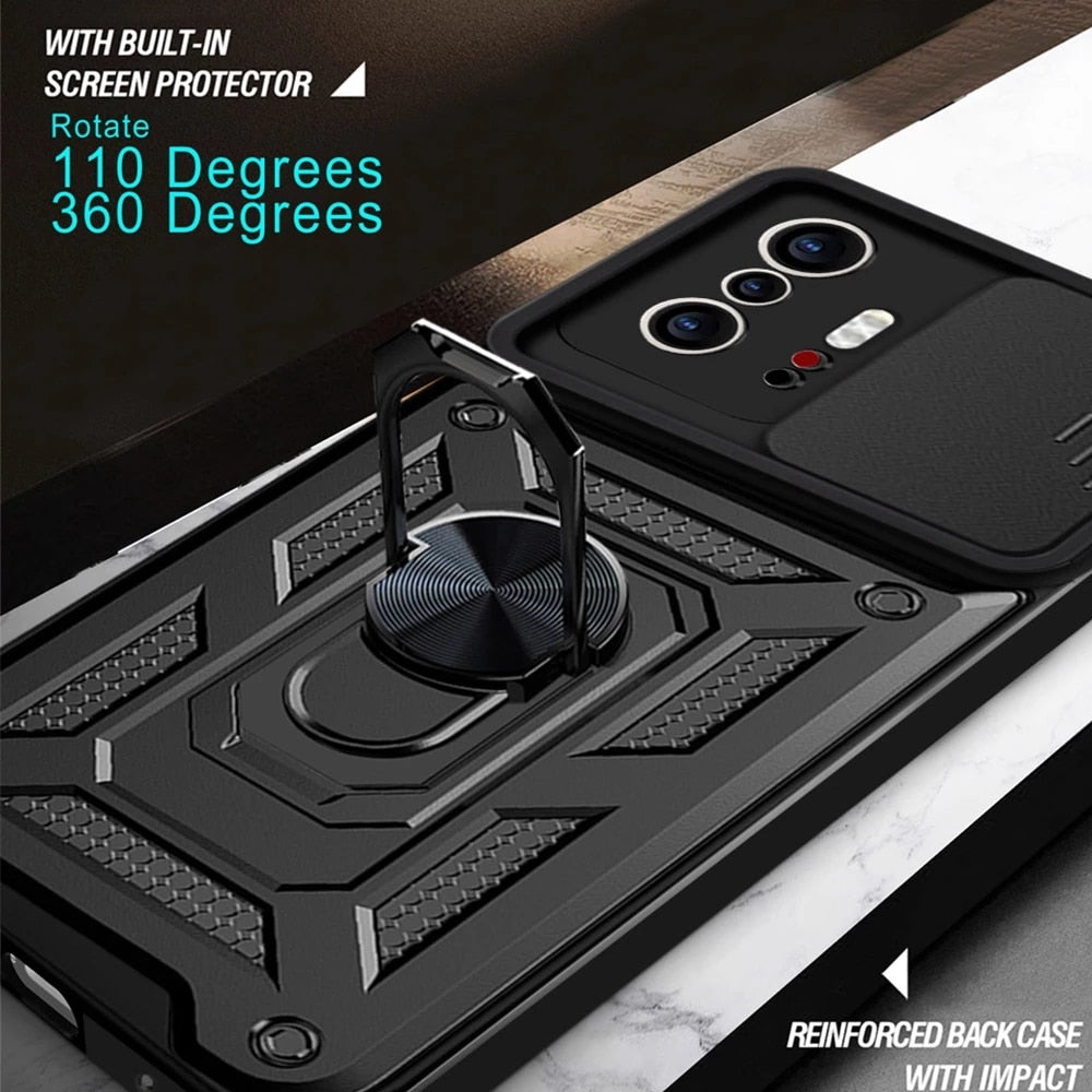 Mi11T Case Slide Camera Shockproof Armor Cases For Xiaomi11T Xiaomi Xiomi Mi 11T 11 T Pro Car Magnetic Holder Ring Protect Shell