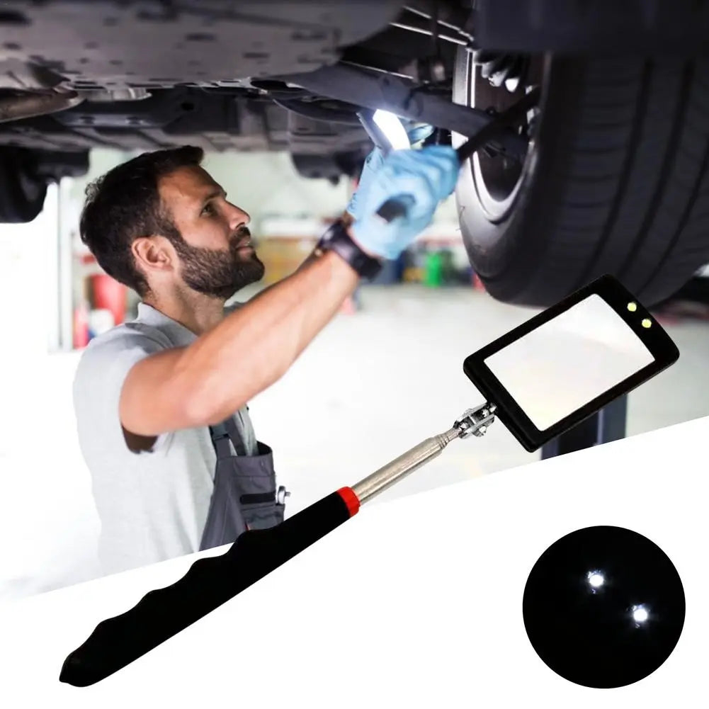Engine Chassis Inspection Auto Repair Detector Mirror Of Multi-directional Folding Telescopic LED Light Reflector