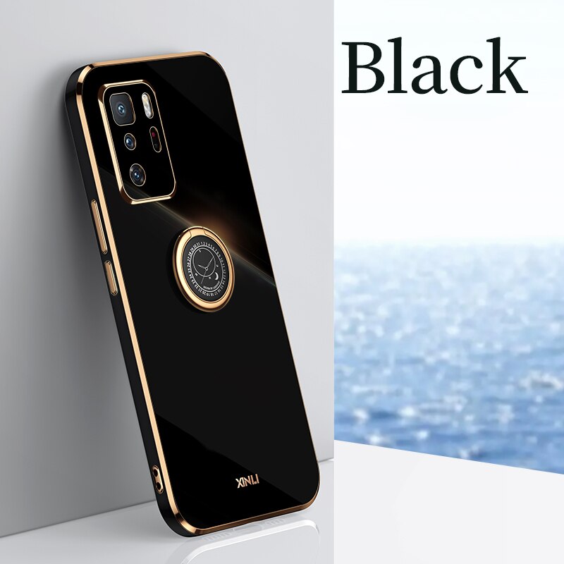 Luxury Plating Square Gold Frame Phone Case On For Xiaomi Mi Poco X3 Gt 5g X3gt Pocox3 electroplate Soft Silicone Back Cover