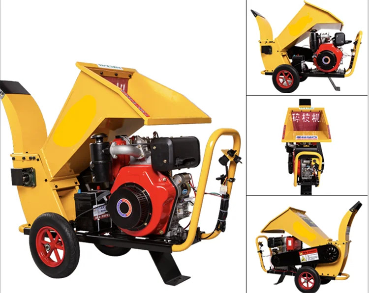 Diesel Electric Starter Wood Crusher Orchard Branch Crusher Garden Agriculture Machinery Mobile Tree Crusher