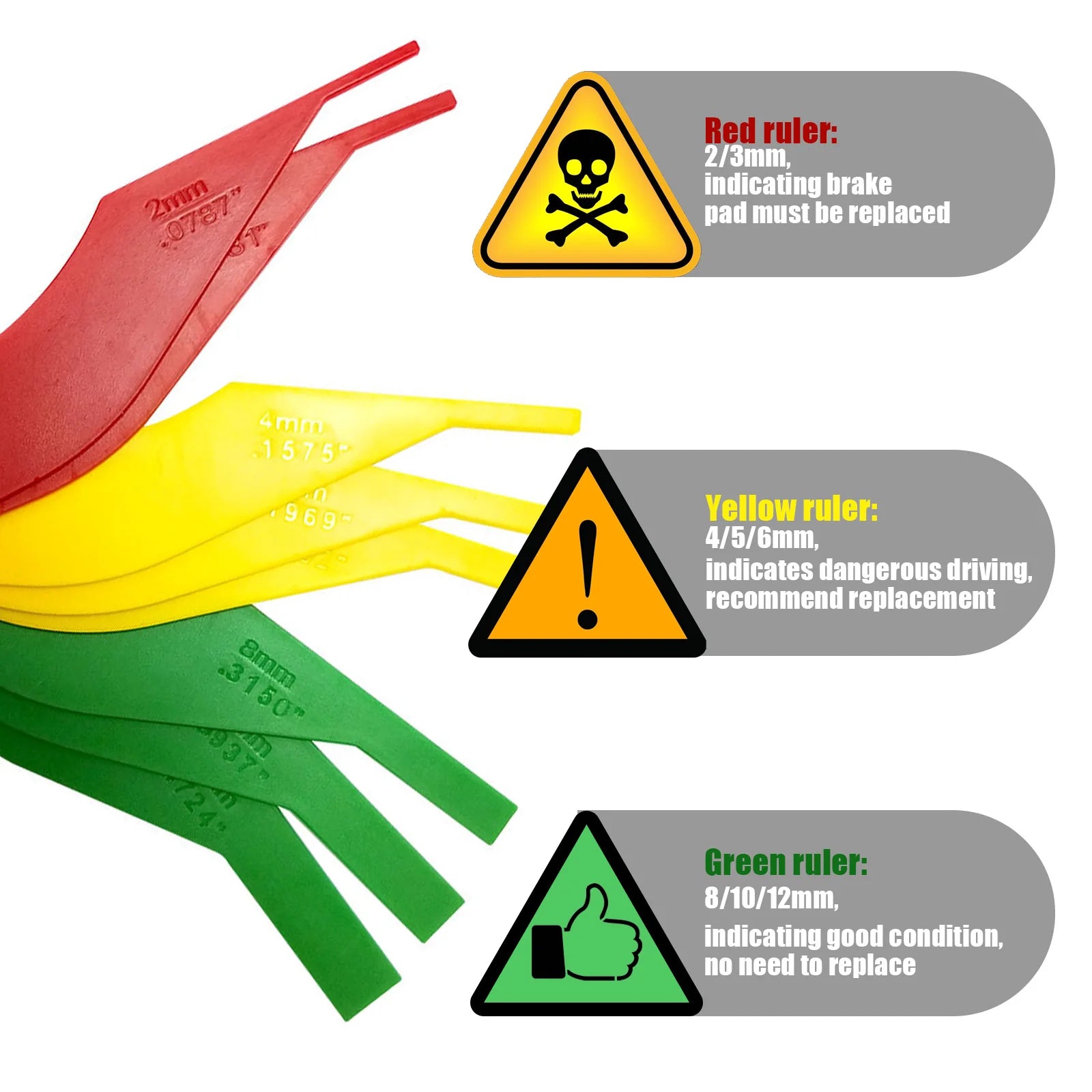 Universal Automotive Brake Pad Thickness Gauge Brake Pad Measure Ruler Test Tool Brake Diagnostic Tool Tester Car Accessories