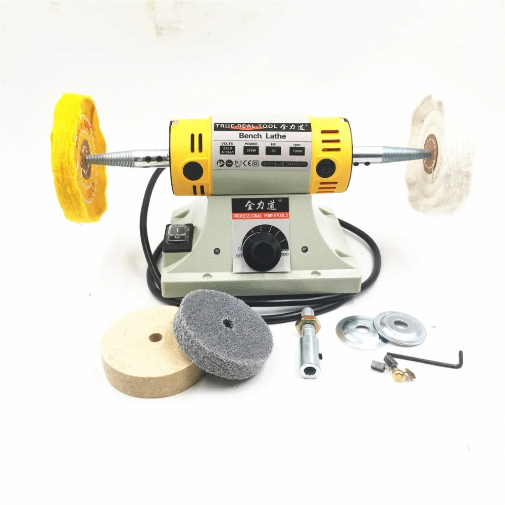 110V/220V 350W Stone Polishing Machine DIY Woodworking Jade Jewelry Dental Bench Lathe Machine Grinding Machine Sanding Tools