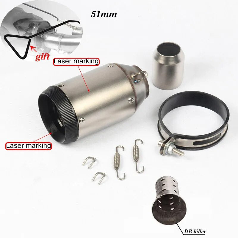 51MM 61MM Motorcycle Exhaust Pipe Carbon Fiber With DB Killer Austin Muffler Universal for RC390 CBR650F Z900 zx6r  R6 R3 Z1000