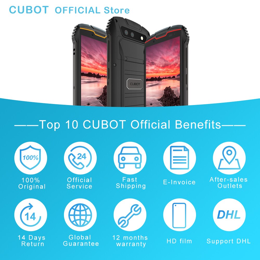 Cubot KingKong MINI2 Waterproof Rugged Phone 4" QHD+ Screen 4G LTE Dual-SIM Face ID Android 10 3GB+32GB 13MP Camera MINI Phone