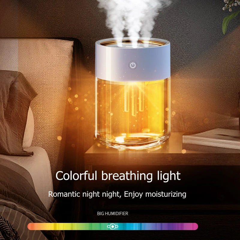 Triple Nozzles Household Ultrasonic Air Humidifier USB Aromatherapy Diffuser with LED Light Large Capacity Heavy Fog Mist Maker