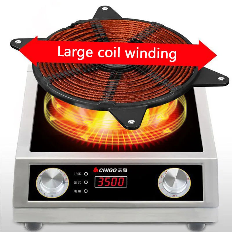 Induction Cooker 3500W High-power Commercial Stainless Steel Electric Frying Stove Hotel Restaurant Hot Pot Cooking Kitchenware