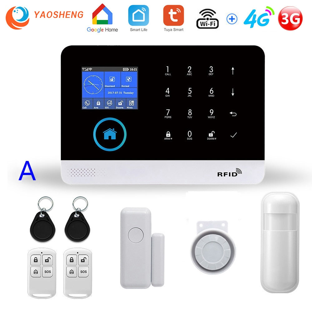 Home Alarm Wireless WIFI 4G Home Security Alarm System For Tuya APP With Pet Motion Sensor Smoke Detector Gas Securiti Alarm