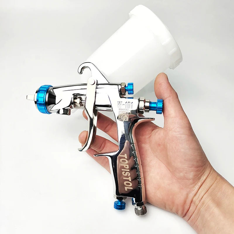 High Quality HVLP Gravity Spray Gun 400CC Plastic Pot Metal cup 1.3/1.8mm W101 Authentic Sprayer Pneumatic Paint Airbrush tool