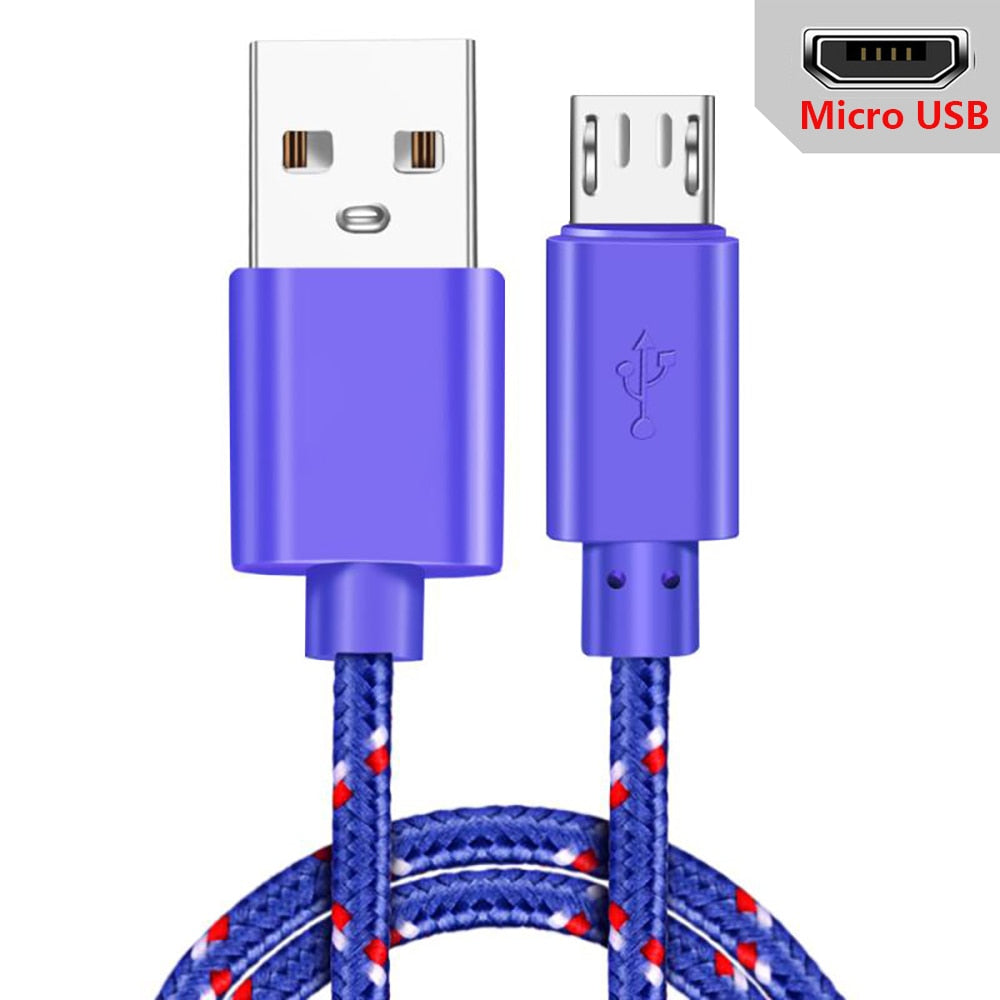 Micro USB Cable 1m/2m/3m Data Sync USB Charger Cable For Samsung Huawei Xiaomi HTC Android Phone Nylon Braided Microusb Cables