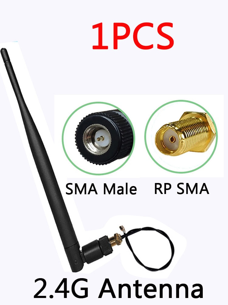 EOTH 1-5pcs 2.4g antenna 5dbi sma female wlan wifi 2.4ghz antene IPX ipex 1 SMA male pigtail Extension Cable iot module antena