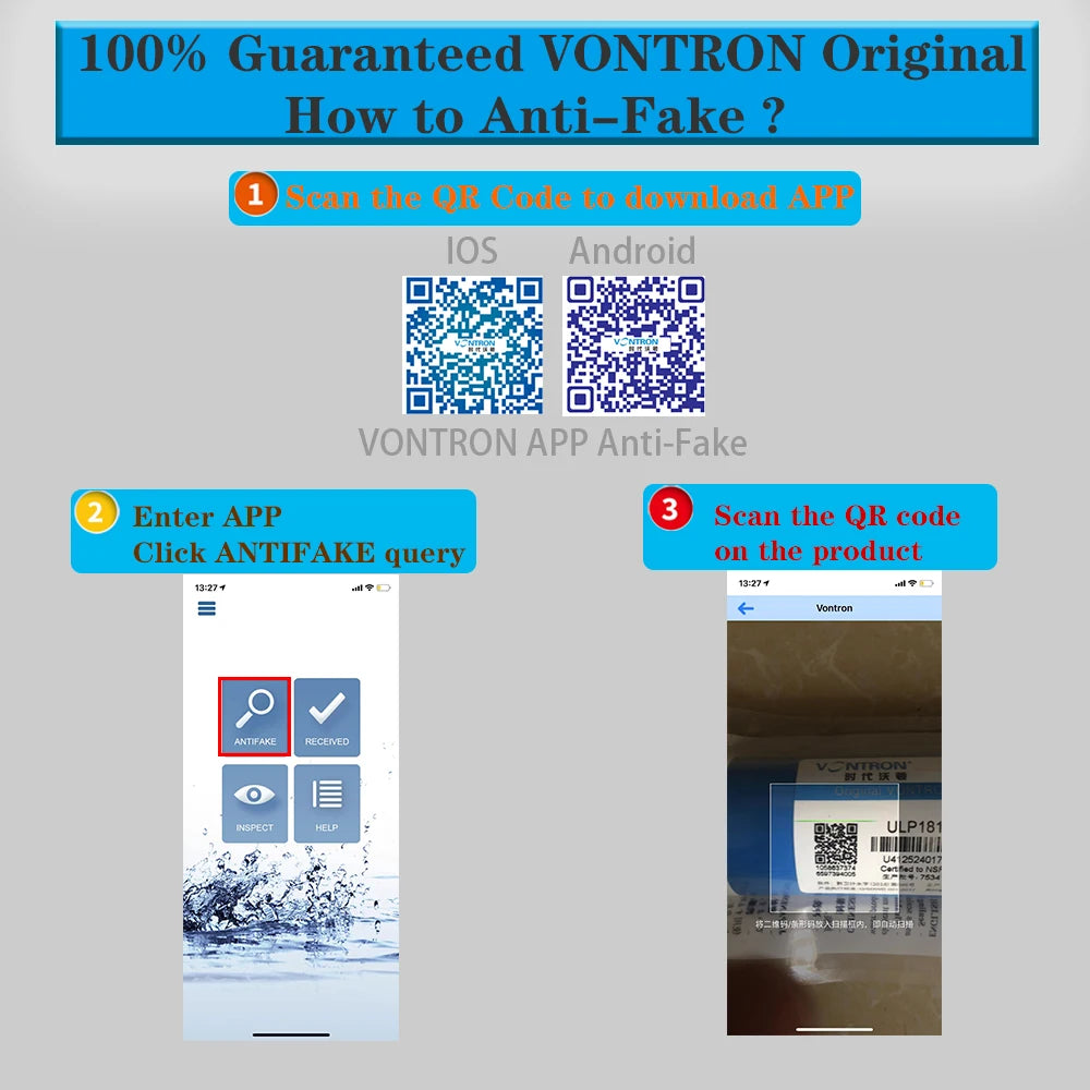 VONTRON Reverse Osmosis RO Membrane 75GPD / 100GPD Replacement Water Filter System Purifier Drinking  ULP1812-75 / ULP2012-100