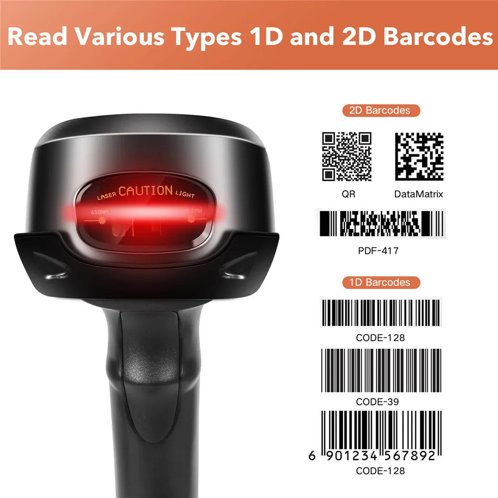 Trohestar Barcode Scanner Wireless Handheld Data Terminal Inventory 2.4GHz Bar Code Reader Bluetooth-compatible Scanners