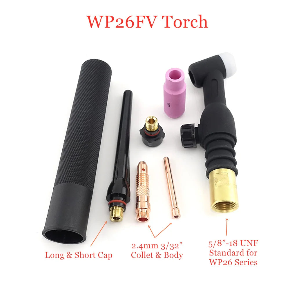 WP26-FV TIG Torch GTAW Gas Tungsten Arc Welding Torch WP26 Argon Air Cooled WP-26 Flexible Neck Gas Valve TIG Welding Torch