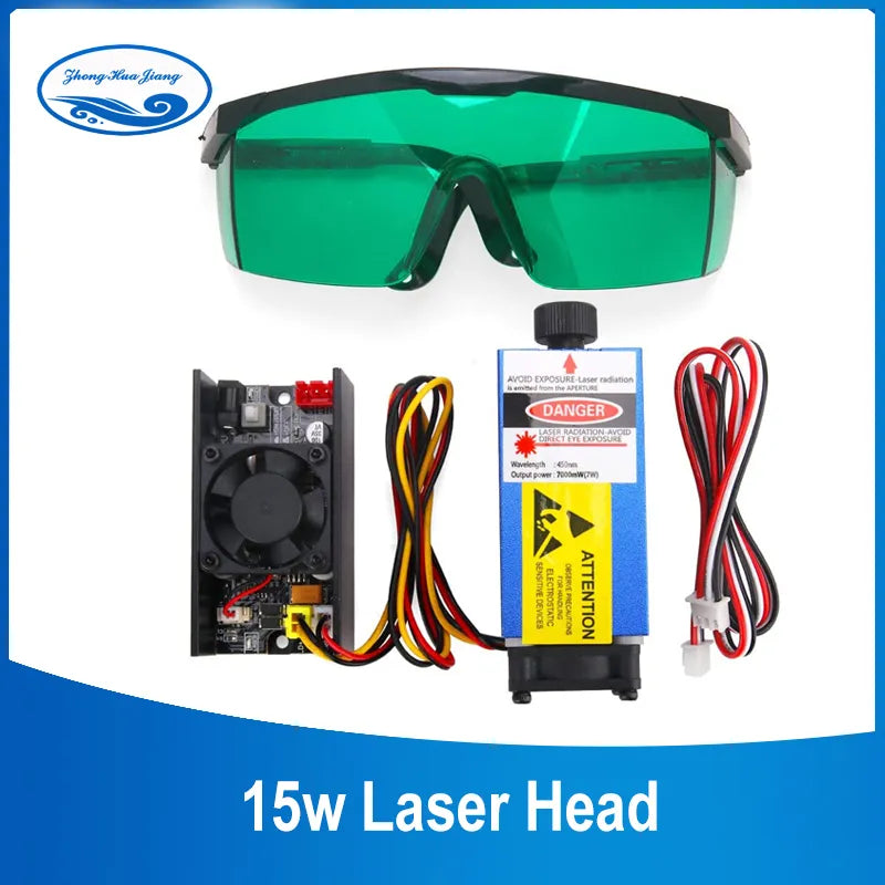 15W High Power Laser 450nm Focusing Blue Laser Module for Laser Engraving Machine Wood Marking Cutting Tool Engraver Head CNC