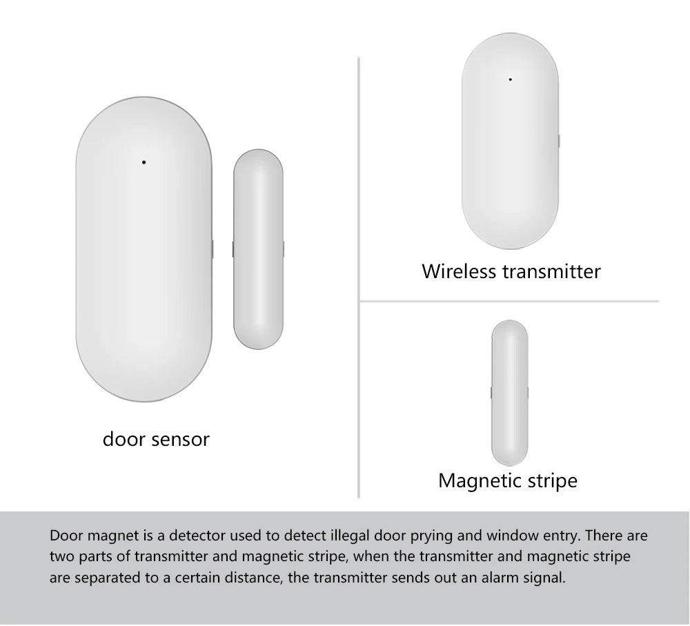 Window and Door Sensor 433Mhz Wireless with Home Alarm System Door Sensor For Home Alarm System Ultra-low Power Consumption