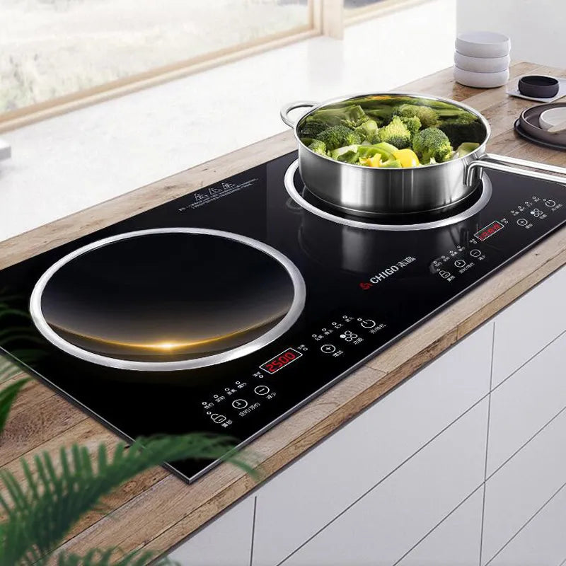 Induction Cooker Embedded Double Stove Induction Cooker Hot Pot Home Use Commercial Intelligent Waterproof 3500W Fierce Fire