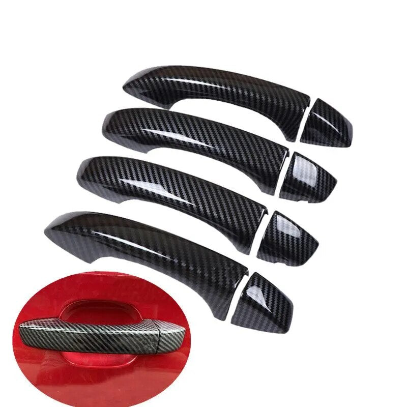 Carbon Fiber Chrome Car Door Handles Cover Trim Styling Stickers For MG 6 MG6 2017 2018 2019 2020 2021 2022 Auto Accessories