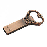 JASTER Copper love heart shaped key usb flash drive pendrive pen drive 4gb 16gb 32gb 64gb metal keys memory Stick wedding gift