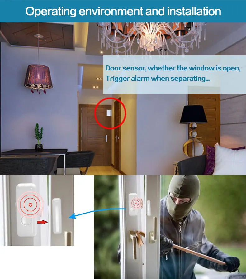 GauTone 433MHz Door Detector Wireless Home for Alarm System Alerts Window Sensor