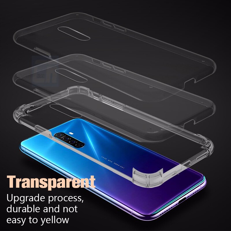 Transparent Case for OPPO Reno 2Z A9 A5 2020 R17 R15 A72 Shockproof Airbag Case for Realme GT X7 6 X XT 5 3 X2 8 Pro Phone Cases