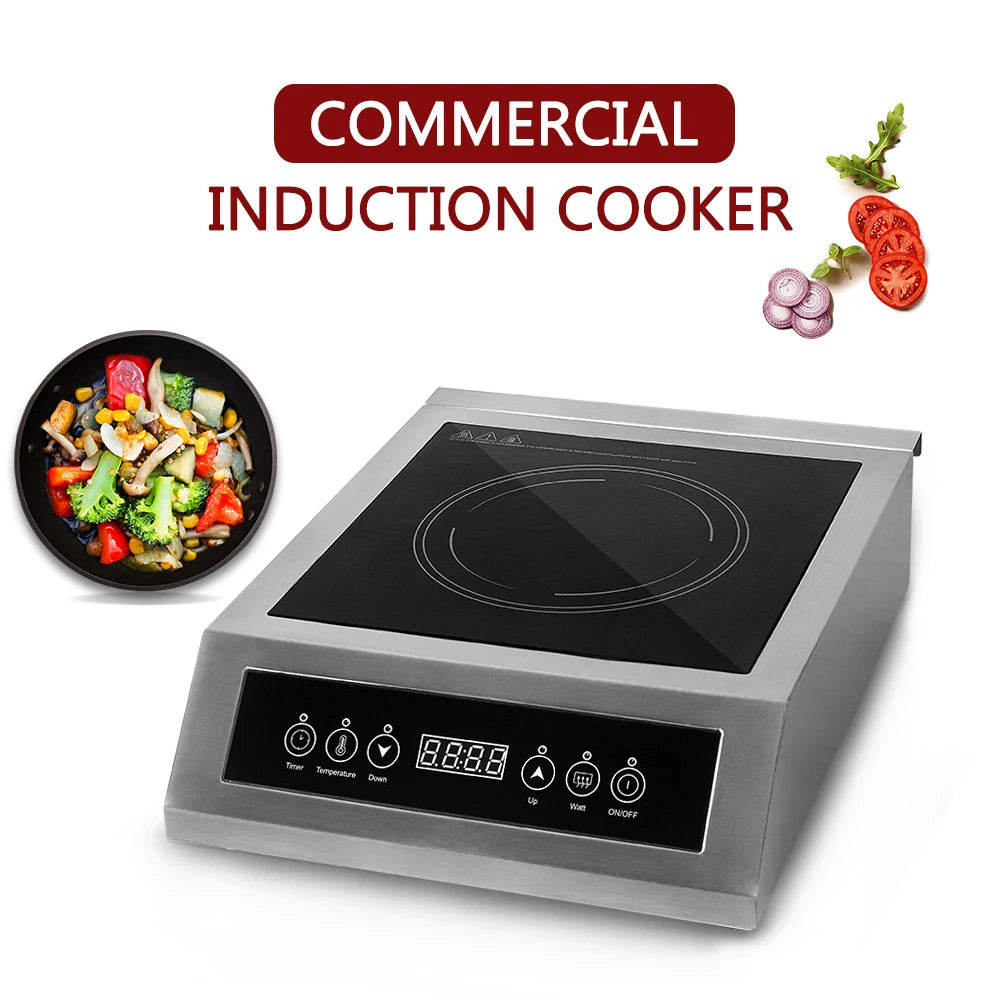 GZZT 3500W Induction Cooker Induction Hob Smart Touchpad Cooktop Waterproof 180 Min Commercial Hot Pot Stainless Steel Housing