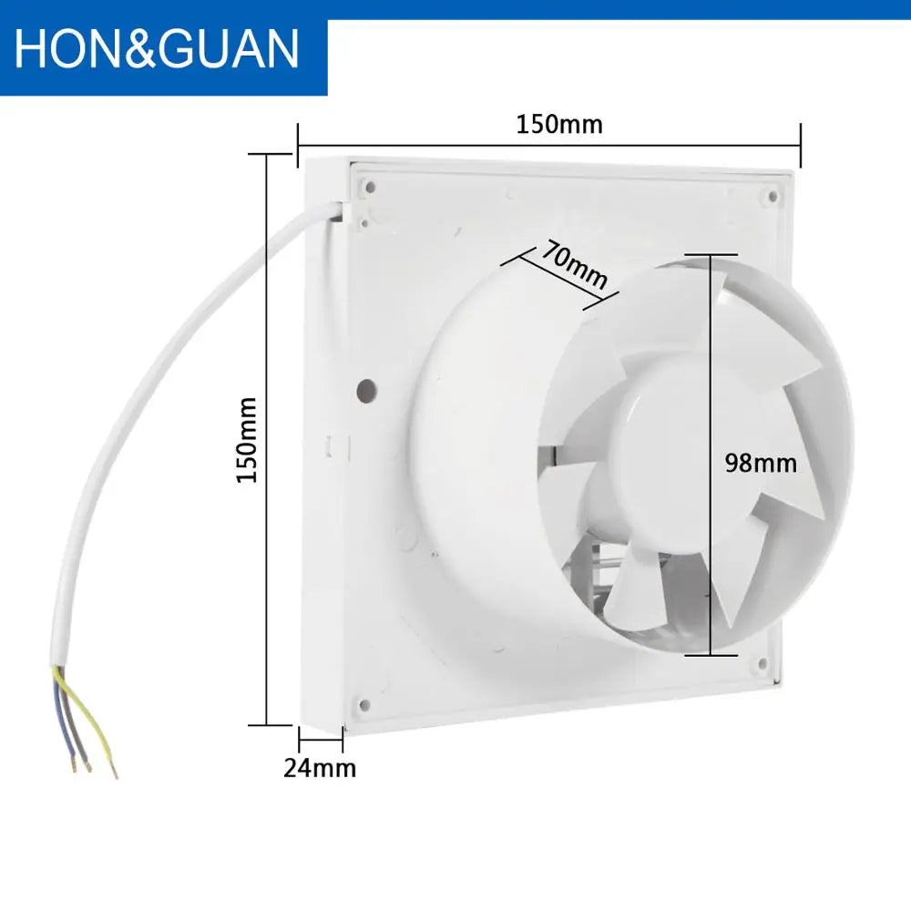 Hon&Guan 4" Silent Exhaust Fan Strong Power Air Extrator for Wall  Ceiling Window Ventilator Ventilation Household 110V/240V