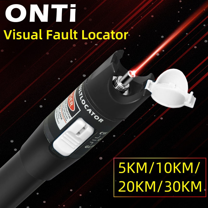 ONTi 30MW/20MW/10MW/5KM Visual Fault Locator,Fiber Optic Cable Tester 5-30KM Range,Red Laser Light Pen,Type SC/FC/ST