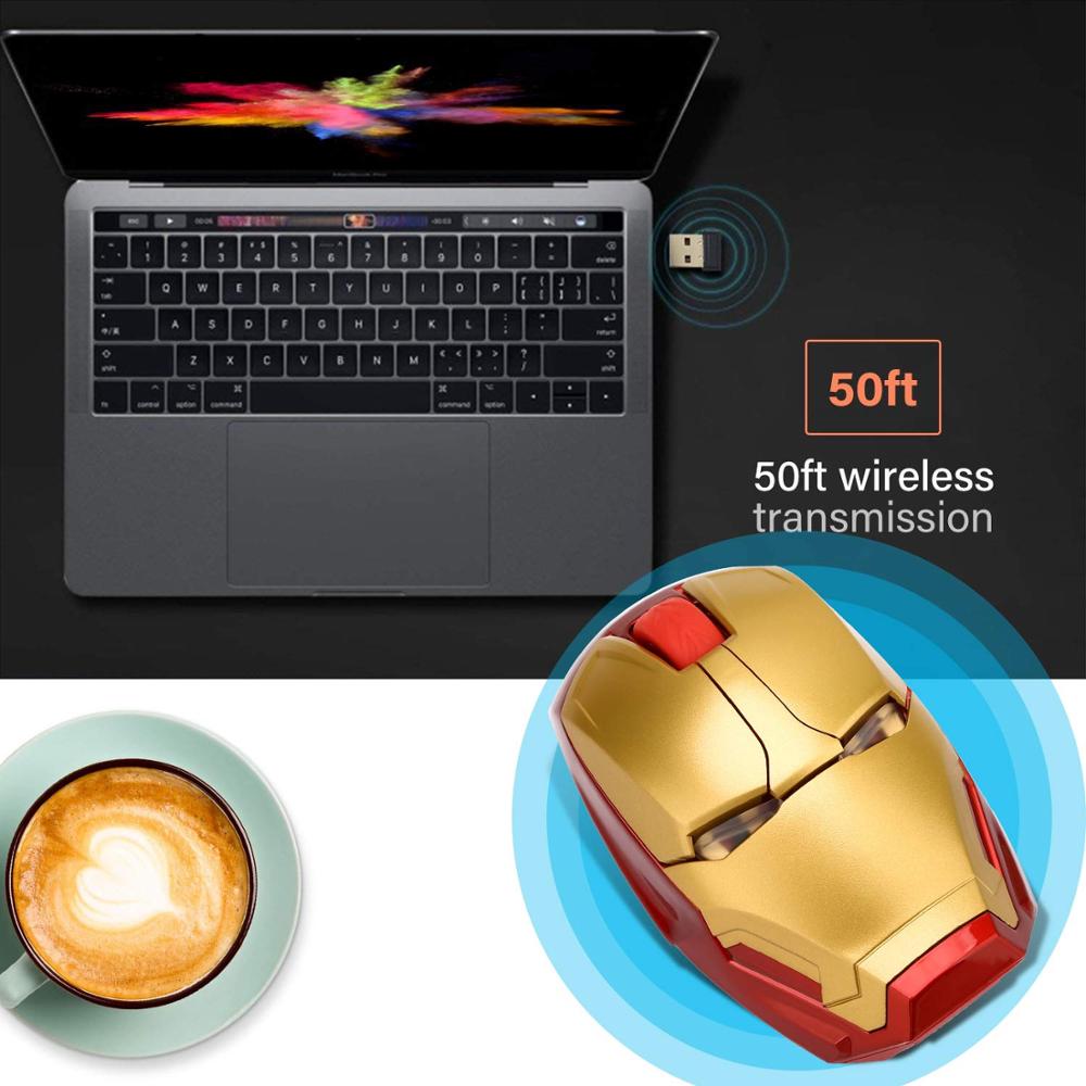 Cool Wireless Iron Man Mouse Mice Ergonomic 2.4G Portable Mobile Computer Click Optical USB Receiver for PC Laptop Mac Book