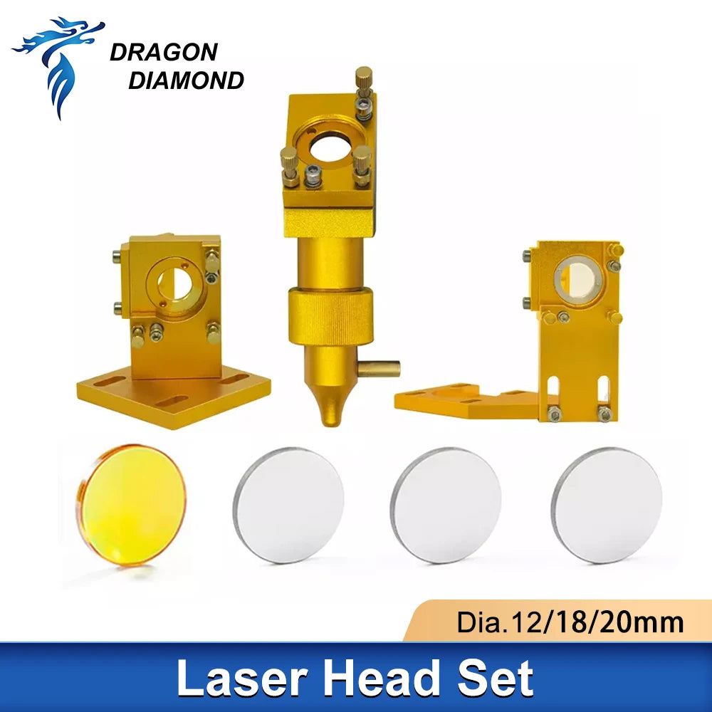 K40 Series Co2 Laser Head Set Lens Dia.12/18/20mm FL.50.8mm Mirrors 20mm For 2030 4060 DIY Laser Engraving Cutting Machine