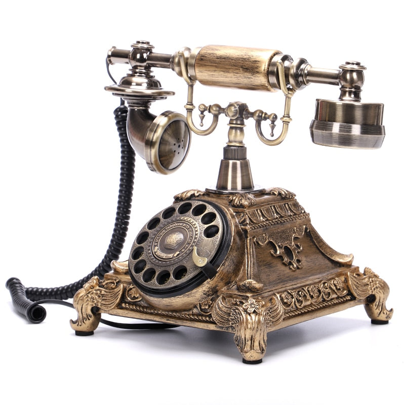 Beamio Real Antique Landlin Telephone With Rotating Metal Disk Retro Phone For Office Home Hotel Decoration Crafts Gift