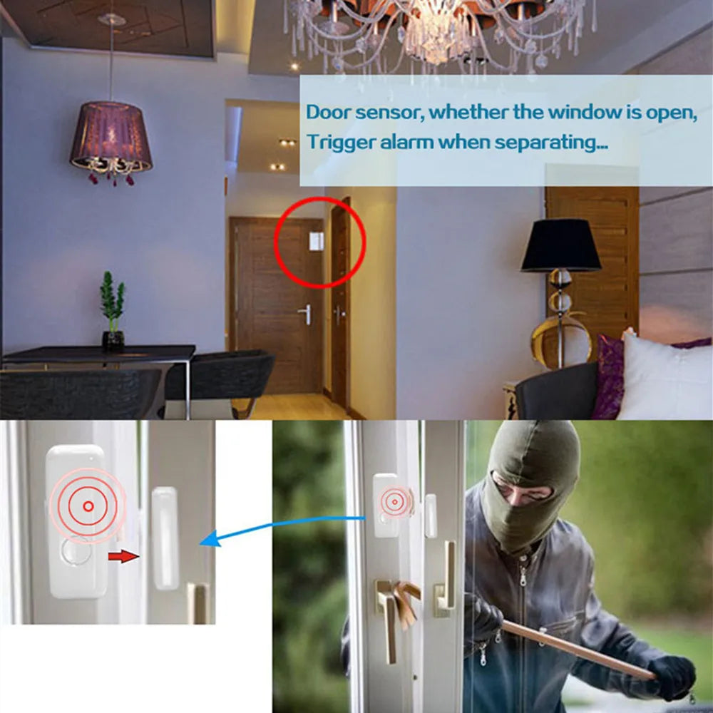 Wireless Magnetic Door & Window Sensor EV1527 Coding Mode RF 433MHz for Home Security Alarm System Home Burglar Alarm Kits