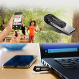 SanDisk SDIX60N Dual-Purpose Swivel USB3.0 Flash Drive 128GB 256GB Metal U Disk OTG Lightning Connector For iPhone /iPad/PC