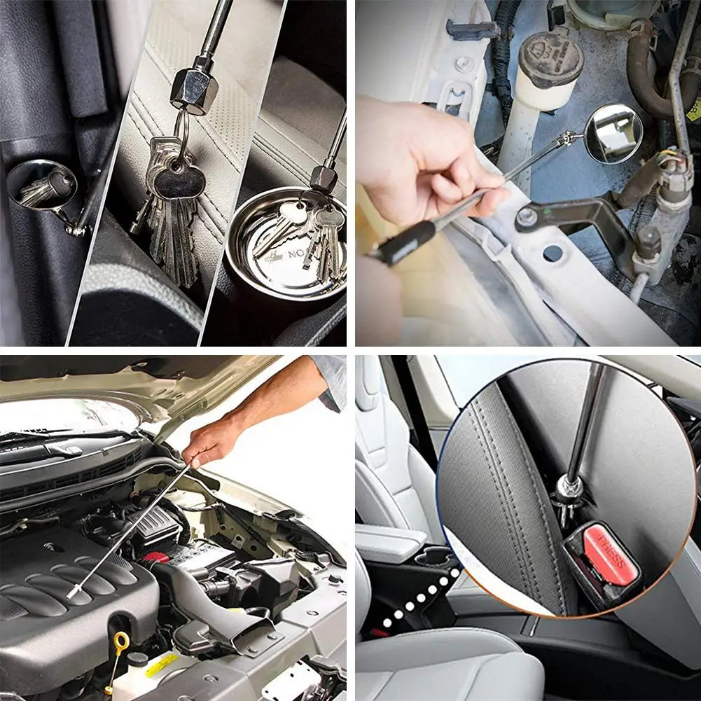 5Pcs/Set Magnetic Pick-up Tool Telescoping Car 360 Swivel Inspection Mirror With LED Light For Extra Viewing Pickup