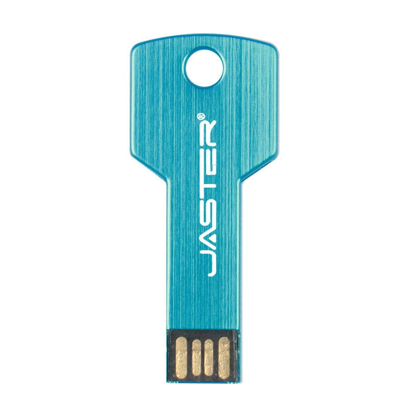 JASTER Metal key Shape USB Flash Drive Pen Drives Custom logo Memory Stick Real Capacity U Disk 4G 8G 16G 32GB 64GB 128GB