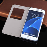 Slim Window View Flip Cover Shockproof Leather Case Cell Phone Carrying Bag Mask For Samsung Galaxy S8 / S8 Plus / S7 / S7 Edge
