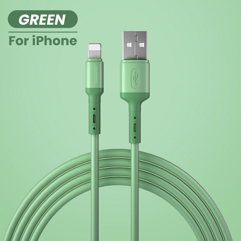 USB Cable For iPhone 14 13 12 11 Pro Max XR XS 8 7 6s 5s Fast Data Charging Charger USB Wire Cord Liquid Silicone Cable 1/1.5/2M