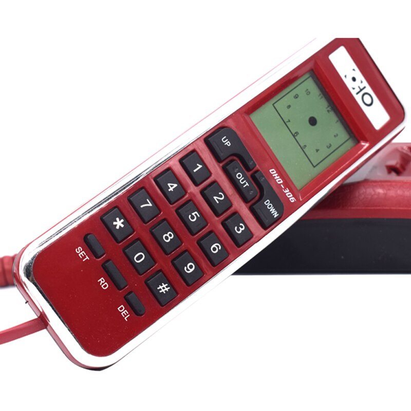 Wall Mount Call ID Corded Telephone with Redial Landline Telephone Extension Fixded Mini Phone for Home Hotel Office Red Black