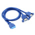 Motherboard Mainboard 20Pin USB3.0 Female to Dual USB 3.0 A Female Data Cable Cord Panel Mount 50cm PC DIY Host Case