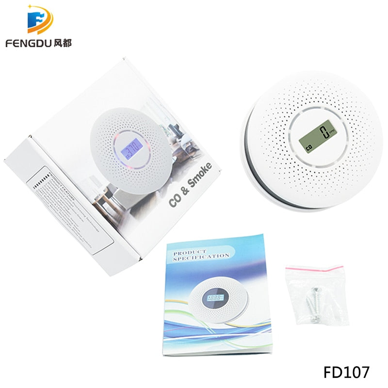 Newest 2 in 1 LED Digital Gas Smoke Alarm Co Carbon Monoxide Detector Voice Warn Sensor Home Security Protection High Sensitive