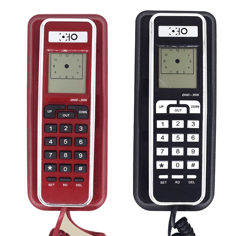 Wall Mount Call ID Corded Telephone with Redial Landline Telephone Extension Fixded Mini Phone for Home Hotel Office Red Black