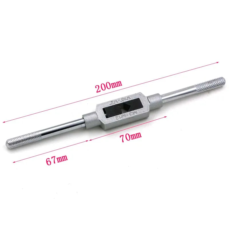 3F Hand Screw Thread Metric Plug Tap Set M3 M4 M5 M6 M8 with Adjustable Tap Wrench 1/16-1/4"