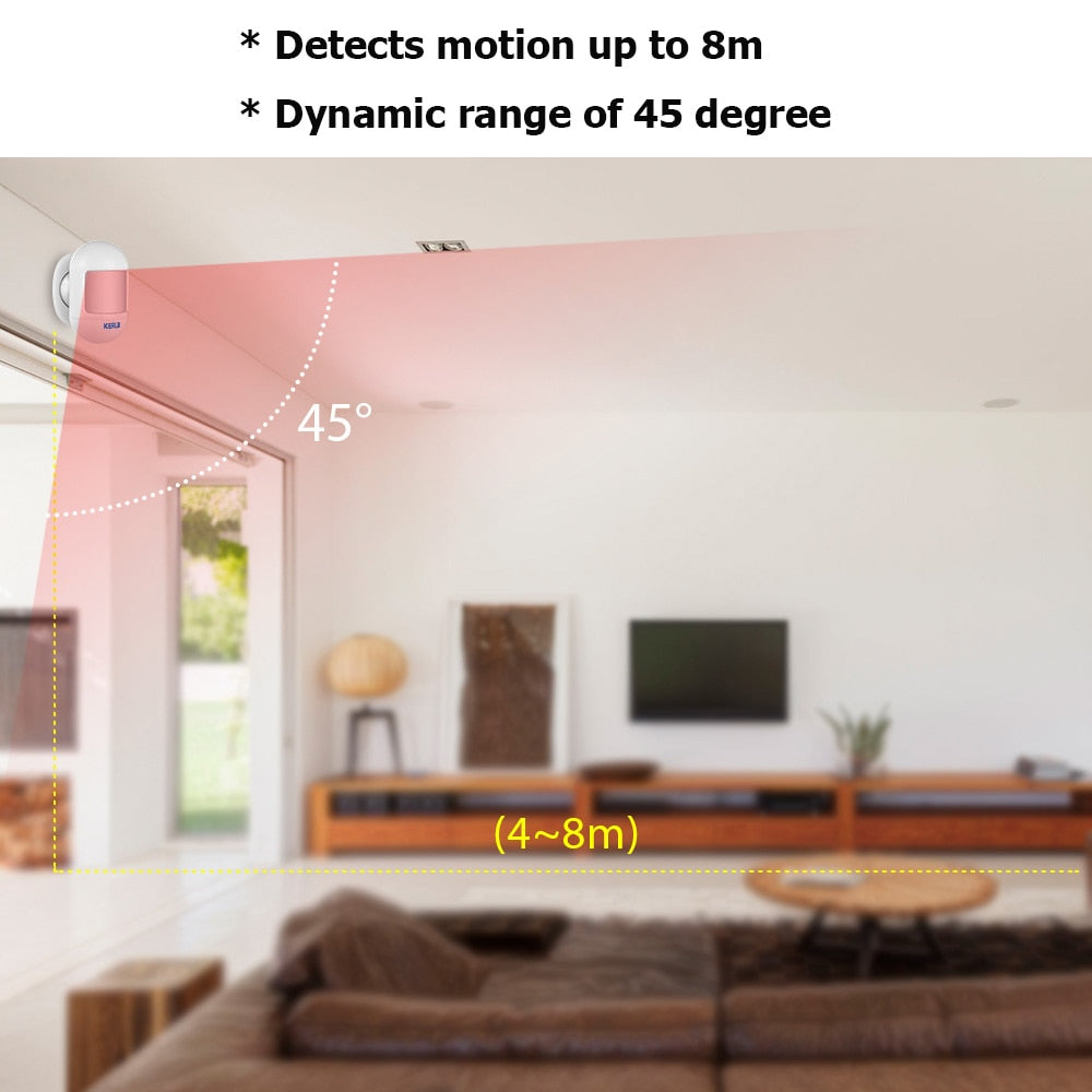 KERUI Wireless Mini Design PIR Motion Detector Passive Infrared Alarm Sensor with Magnetic Swivel Base for Home Alarm System