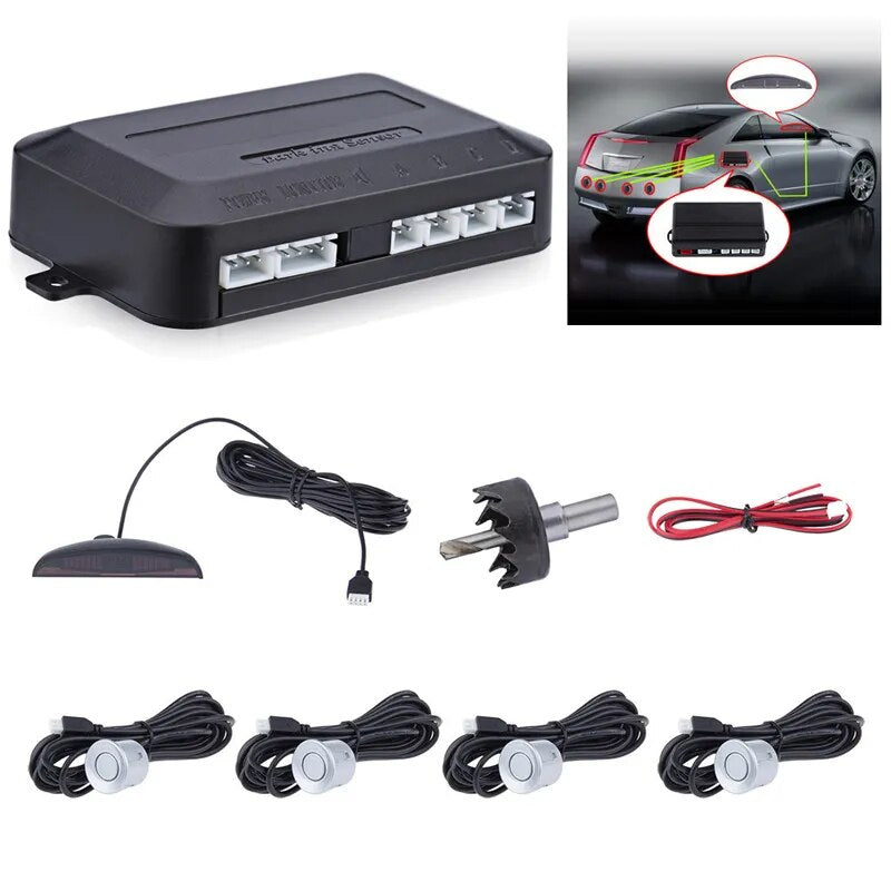 Car Parktronic LED Parking Sensor Kit Backlight Display with Switch Reverse Backup Radar Monitor Detector System With 4 Sensors